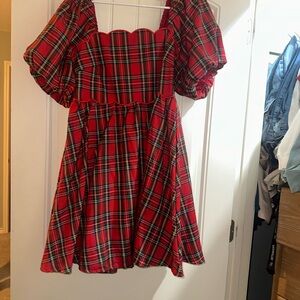 Entro Vibrant Red Plaid Mini Dress